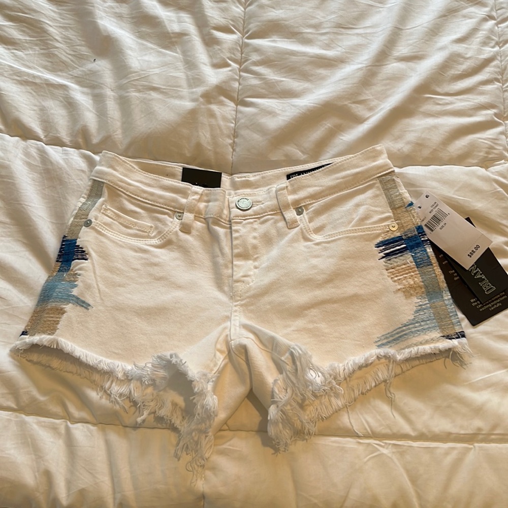 BlankNYC The Astor Embroidered Distressed Cutoff Denim Jean Shorts Womens Sz 24